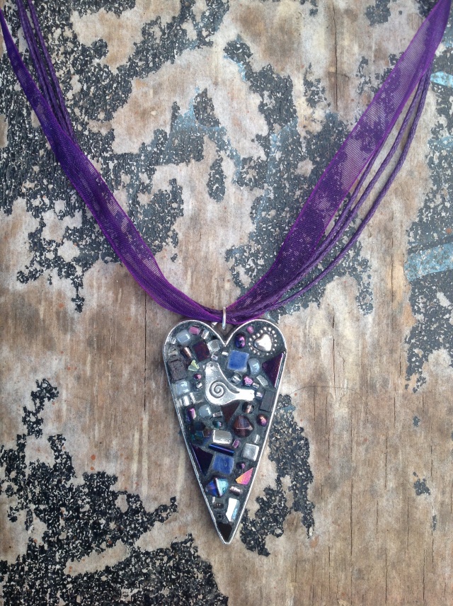Purple Mosaic Heart Necklace